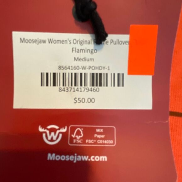 Moosejaw Original Frame Logo Pullover Hoodie Sweatshirt Flamingo Orange M - Picture 3 of 7